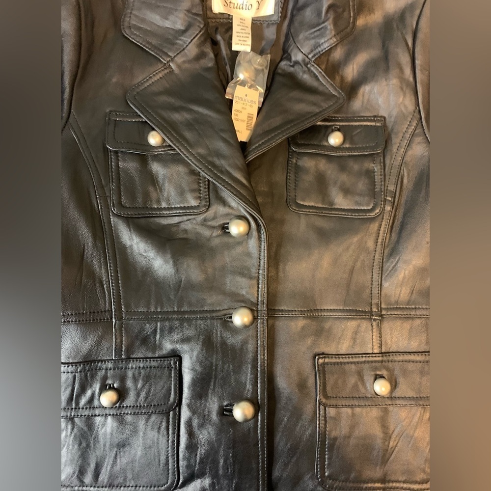 Studio Y Black LeatherNWT Women’s Jacket/Blazer size Small! - Picture 5 of 11